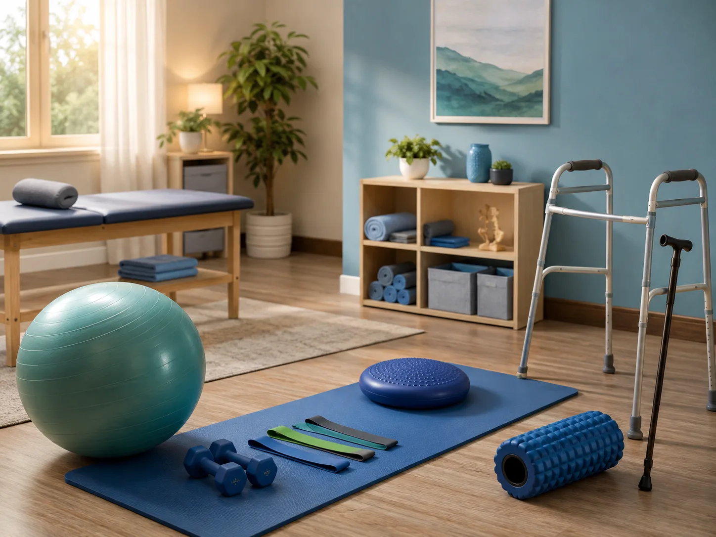 Physiotherapist providing home rehabilitation therapy